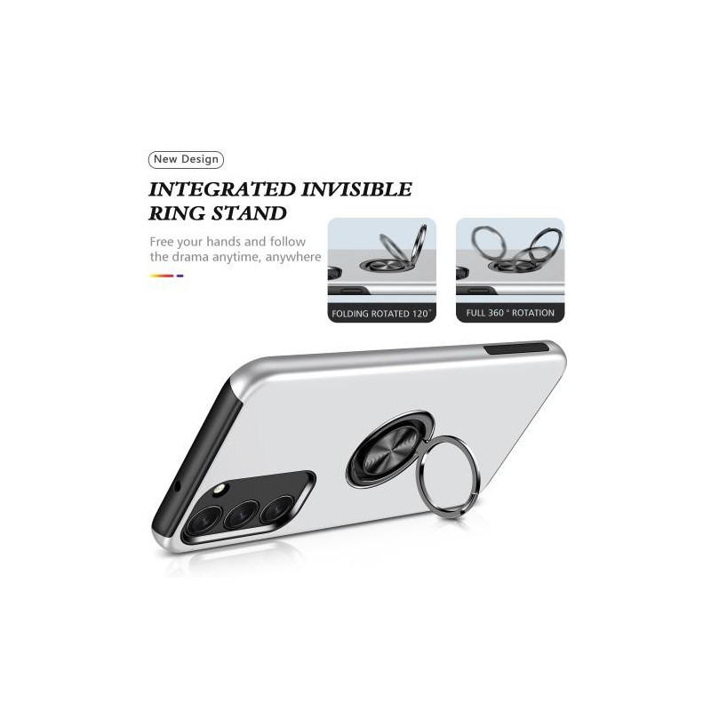 Samsung Galaxy S23 Finger Ring Kickstand Hybrid Case - Silver