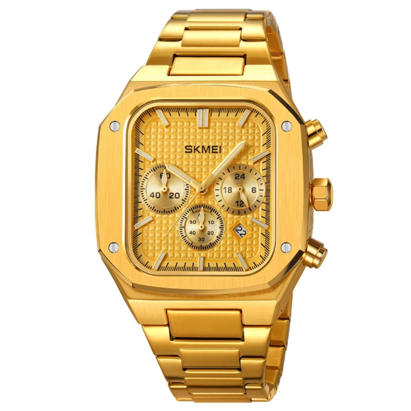 SKMEI Clock Business Quartz Watch Square Fashion Wristwatch Luminous - Gold