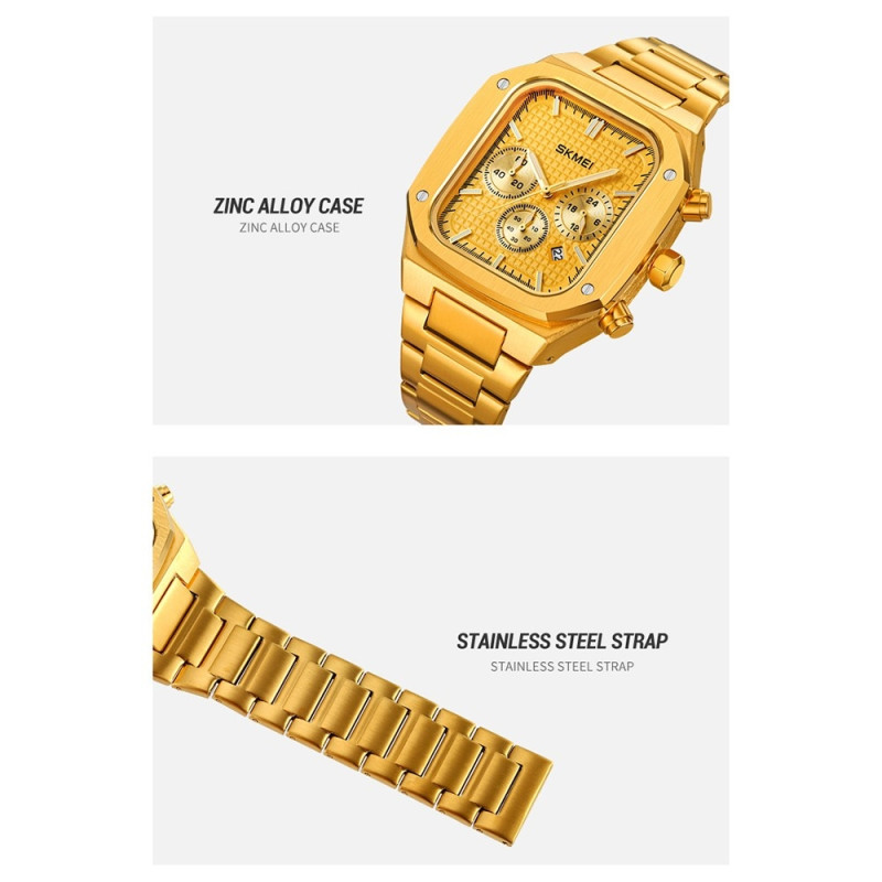 SKMEI Klocka Business Quartz Watch Square Fashion Armbandsur Luminous - Guld