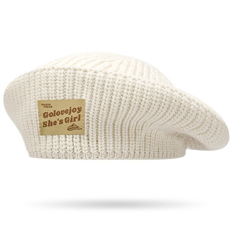 GOLOVEJOY bomullsstrikket vintervarm lue elastisk strikket berethette - beige