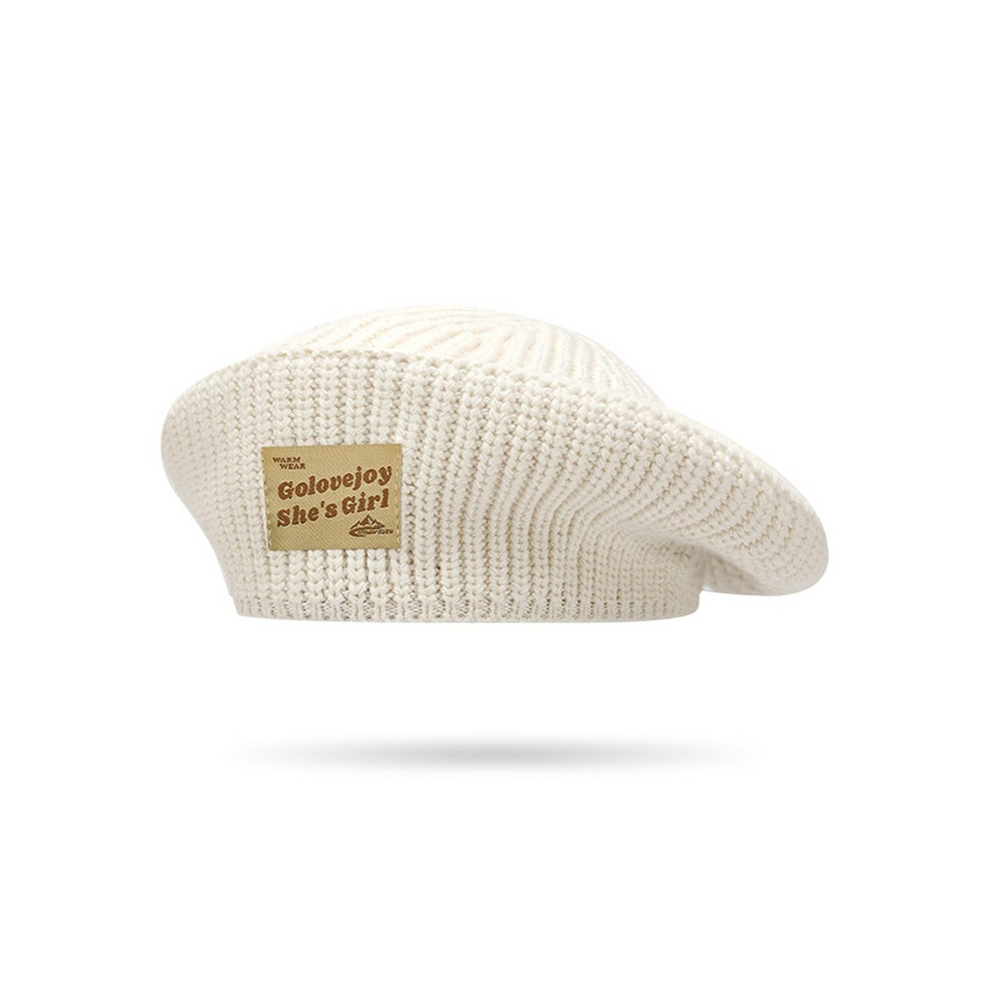 GOLOVEJOY Bomull Stickad Vinter varm mössa Elastisk stickad basker keps - Beige