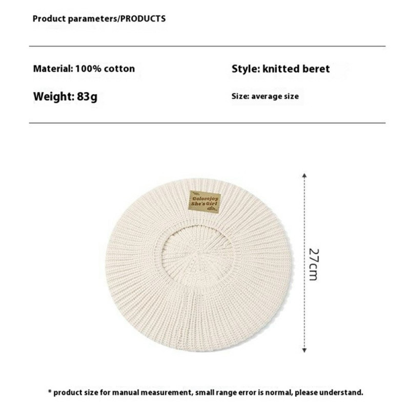 GOLOVEJOY Cotton Knitted Winter Warm Beanie Elastic Knitted Beret Cap - Beige