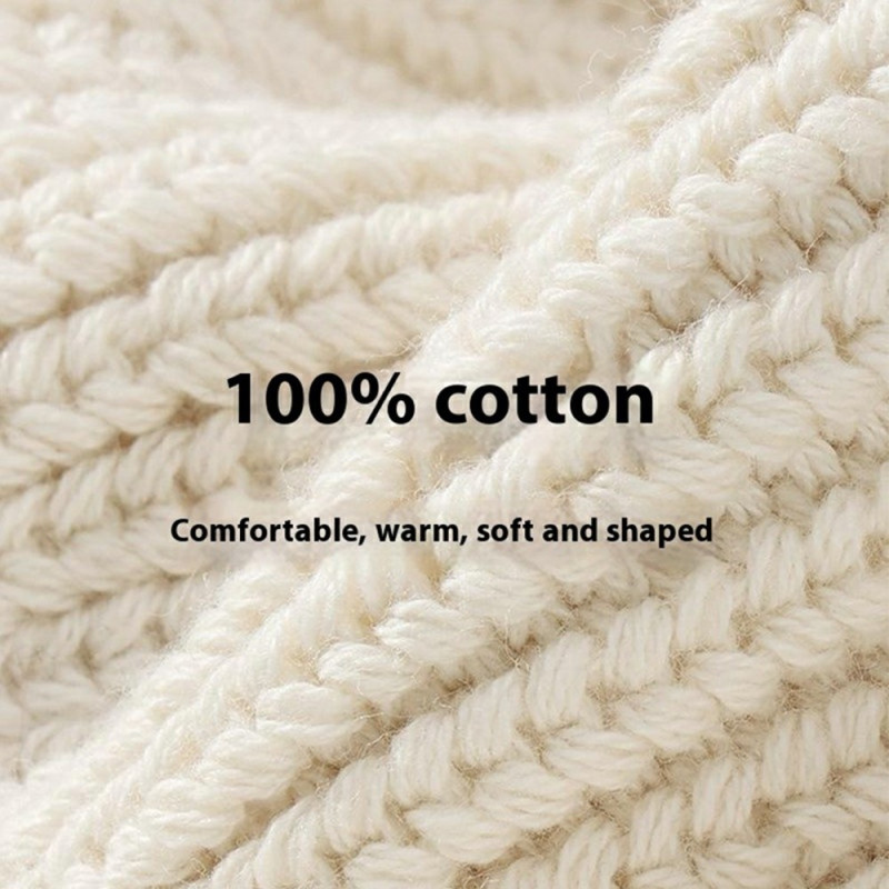 GOLOVEJOY Bomuld strikket Vinter Warm Beanie Elastisk Strikket Basker hue - Beige