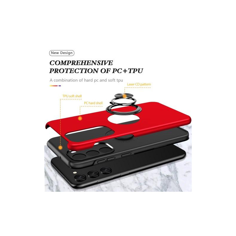 Samsung Galaxy S23 Finger Ring Kickstand Hybrid Case - Red