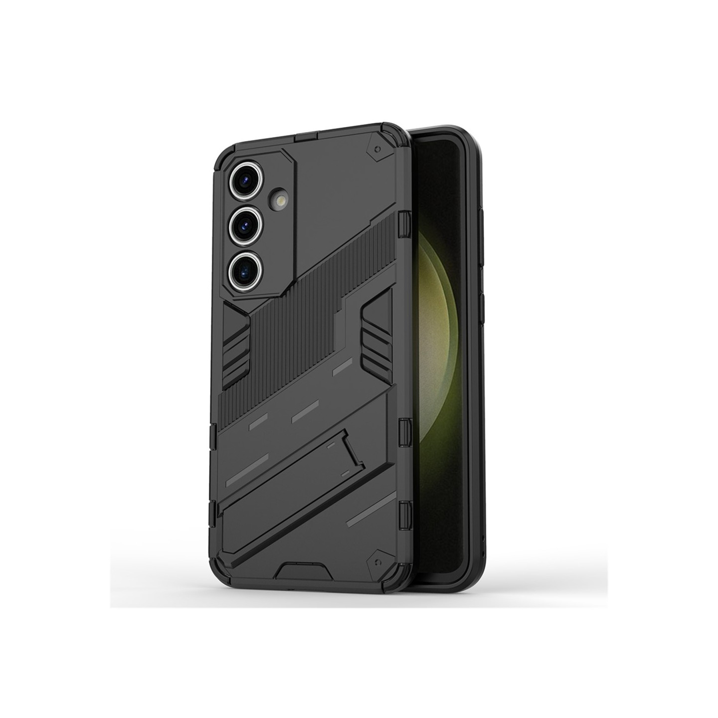 Till Samsung Galaxy S24 FE Kickstand Hybrid Hårt PC Mjukt TPU Telefonfodral - Svart