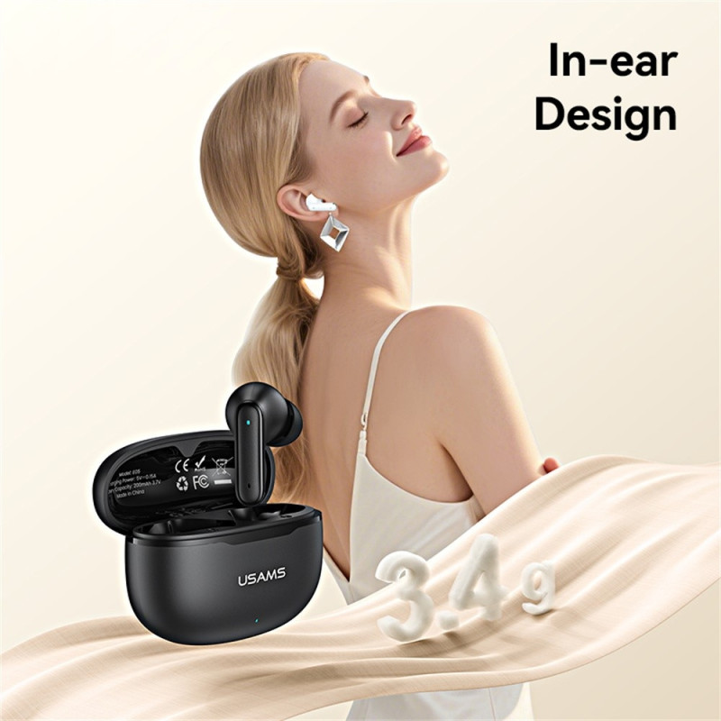 USAMS Echo E05 Trådløse Hovedtelefoner In-Ear Bluetooth Dynamiske Drivere - Hvid