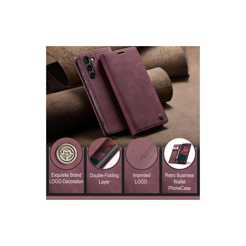 CASEME Retro Wallet Case for Samsung Galaxy S23 - Red
