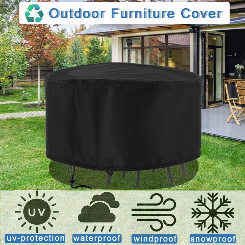 280x110cm UV-Protective 210D Oxford Fabric Round Dust Cover Furniture Table with Drawstring