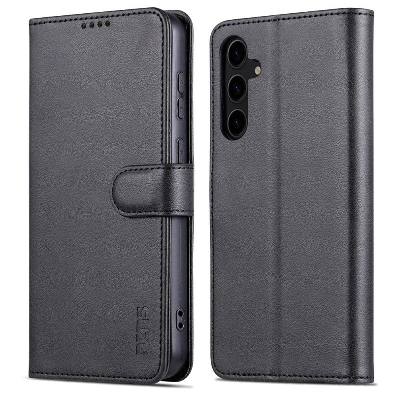 AZNS For Samsung Galaxy S24 FE Case PU Leather Phone Cover Wallet - Black