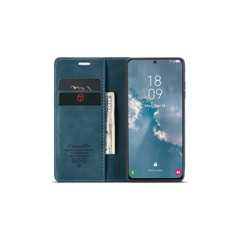 CASEME Retro Wallet Case for Samsung Galaxy S23 - Blue