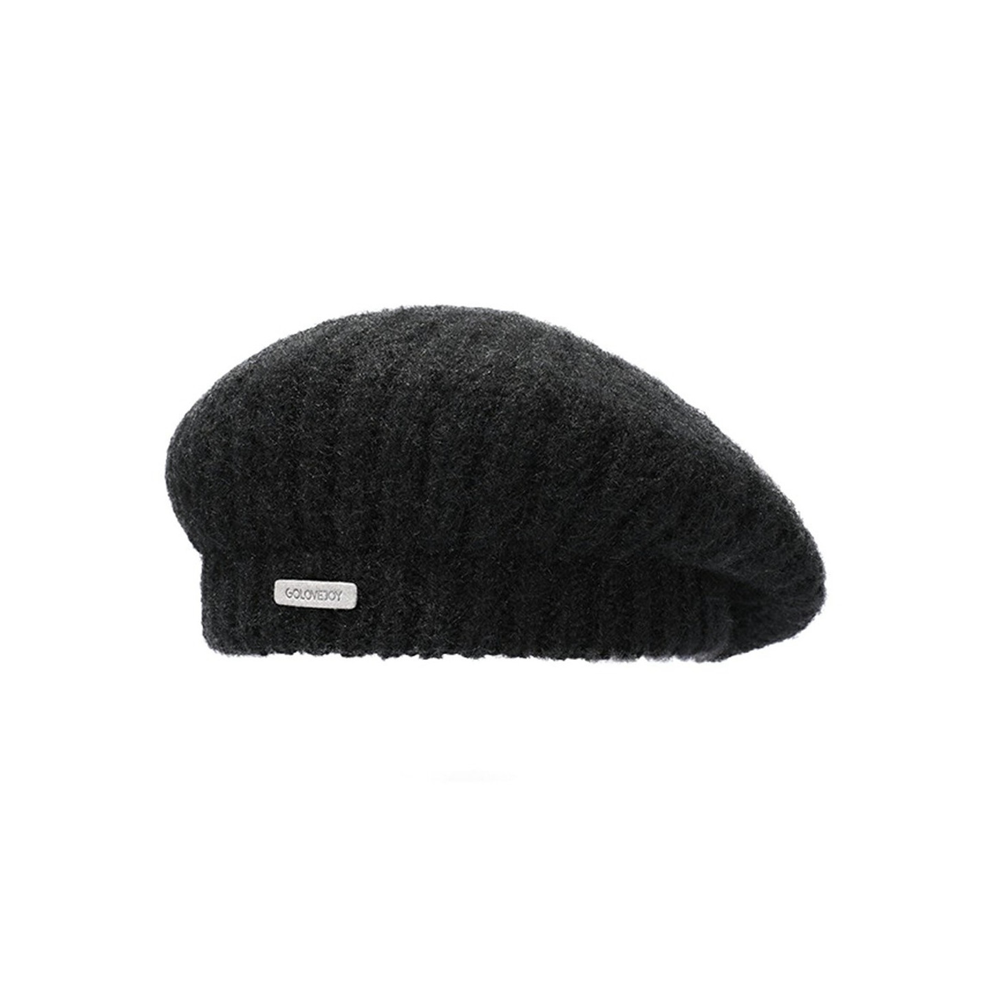 GOLOVEJOY Solid Color Winter Woolen Warm Beanie Elastic Knitted Beret Cap - Black