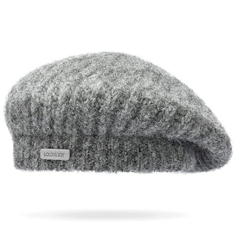 GOLOVEJOY Yksivärinen Talvivillainen Lämmin Pipo Elastinen Neulottu Baretti Lippalakki - Harmaa