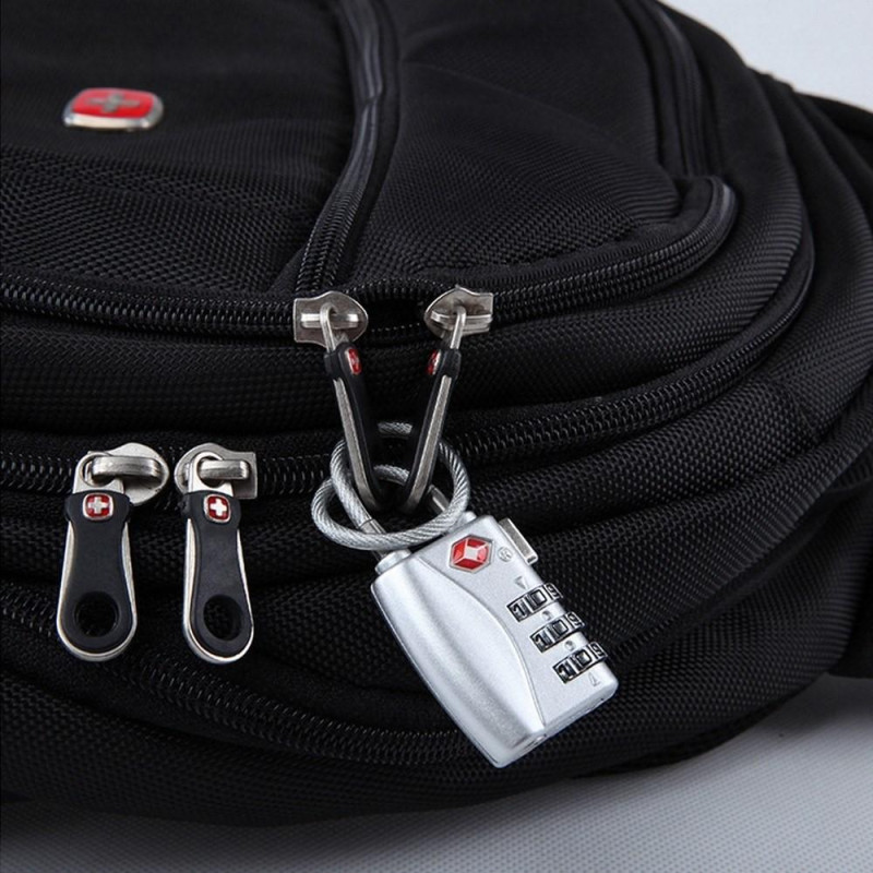 TSA Combination Wirerope Lock for Zipper Luggage - Black