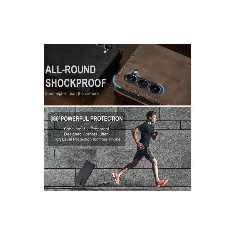 CASEME Retro Wallet Case for Samsung Galaxy S23 - Black