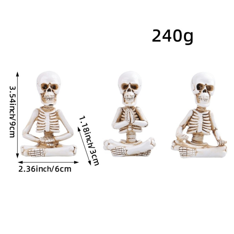 3 STK Halloween Uhyggelig Horror Ornament Skræmmende dekoration Skeletfigurer