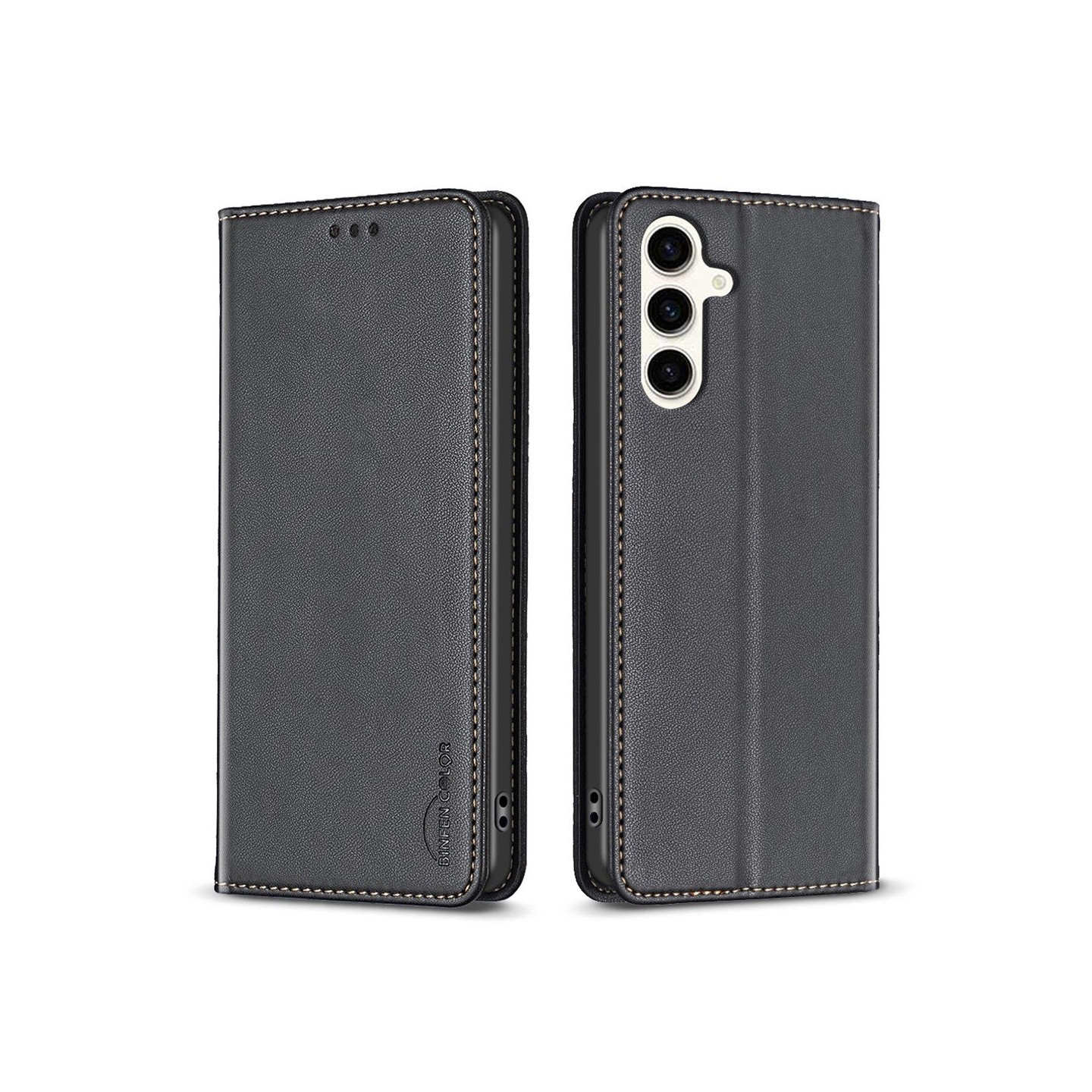 BINFEN For Samsung Galaxy S24 FE Case Card Holder Phone Cover - Black