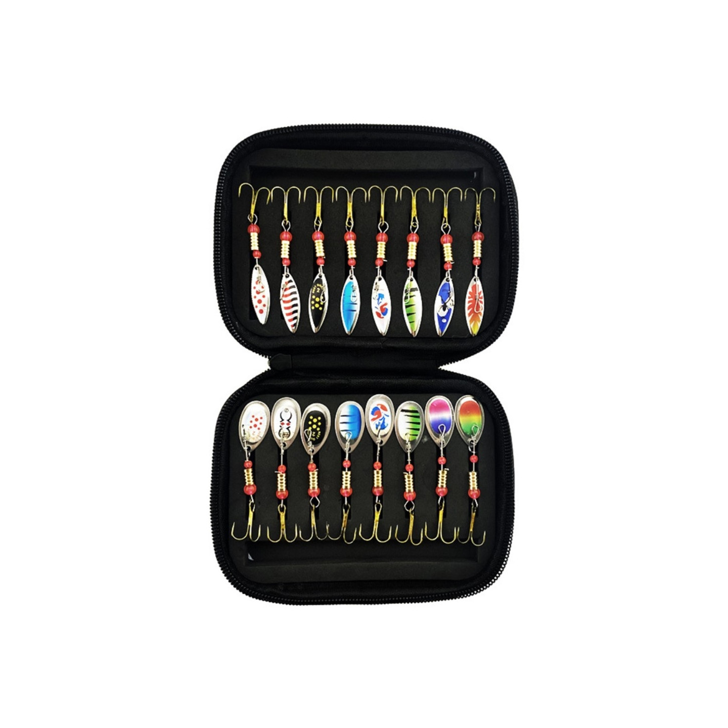 16 stk 3g metal spinner lokkemad Fiskelokke med opbevaringstaske - B