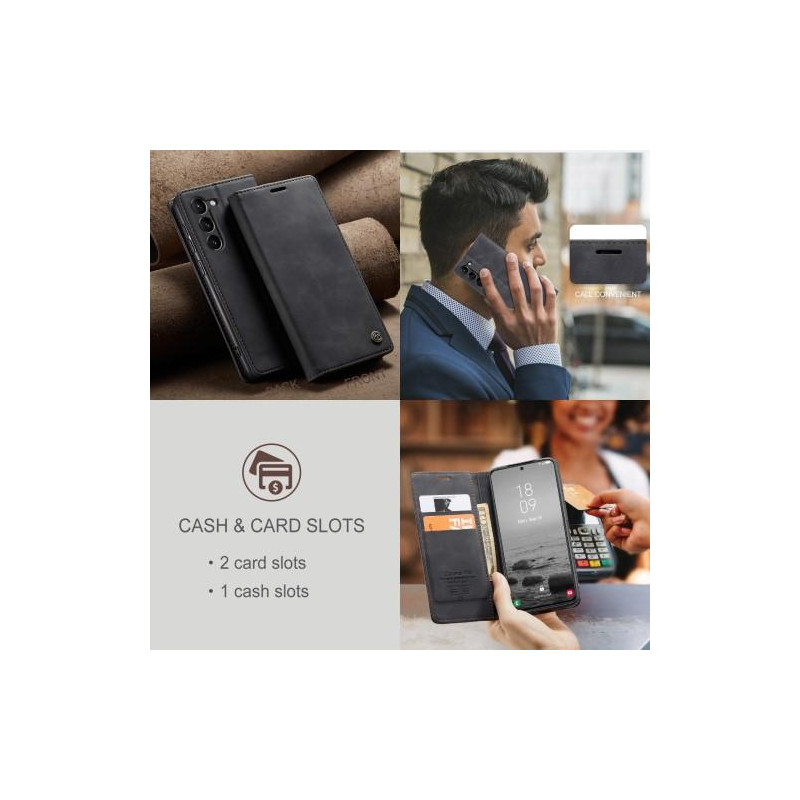 CASEME Retro Lompakkokotelo Samsung Galaxy S23 - Musta