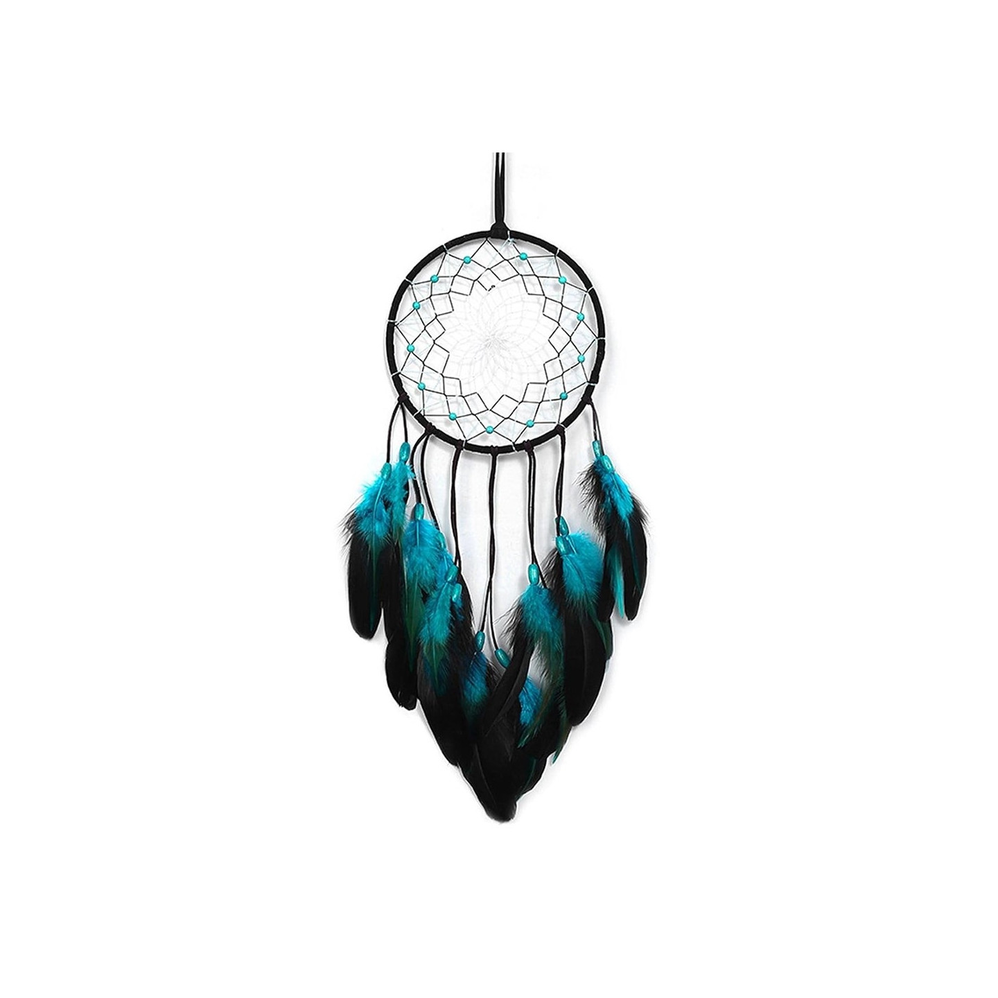 Dream Catcher Blue Feather Hanging Decor Wind Chime Wall Decoration LED Light Strip
