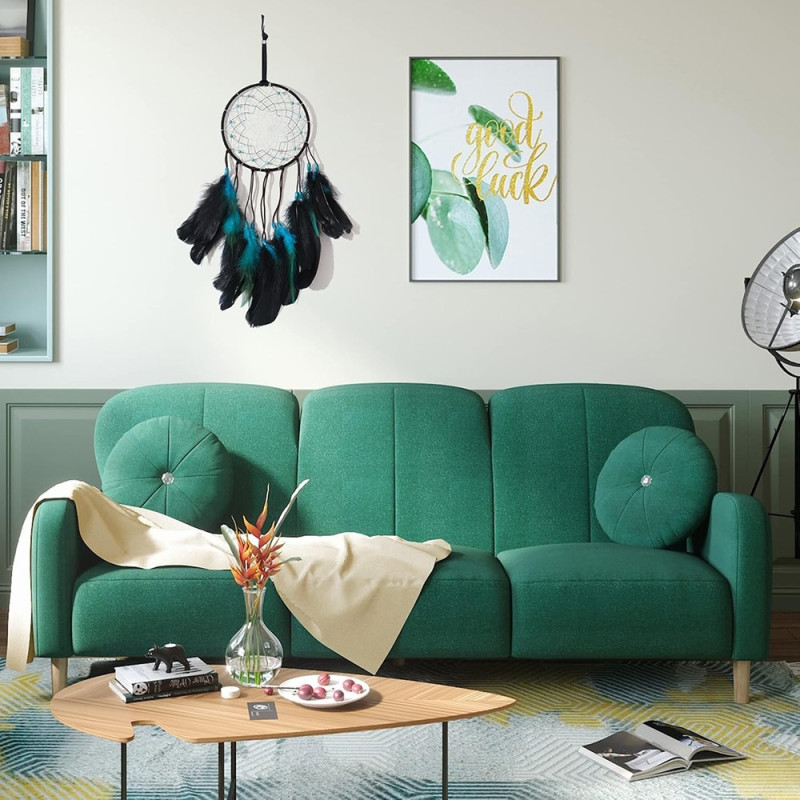 Dream Catcher Blue Feather Hanging Decor Wind Chime Wall Decoration LED Light Strip