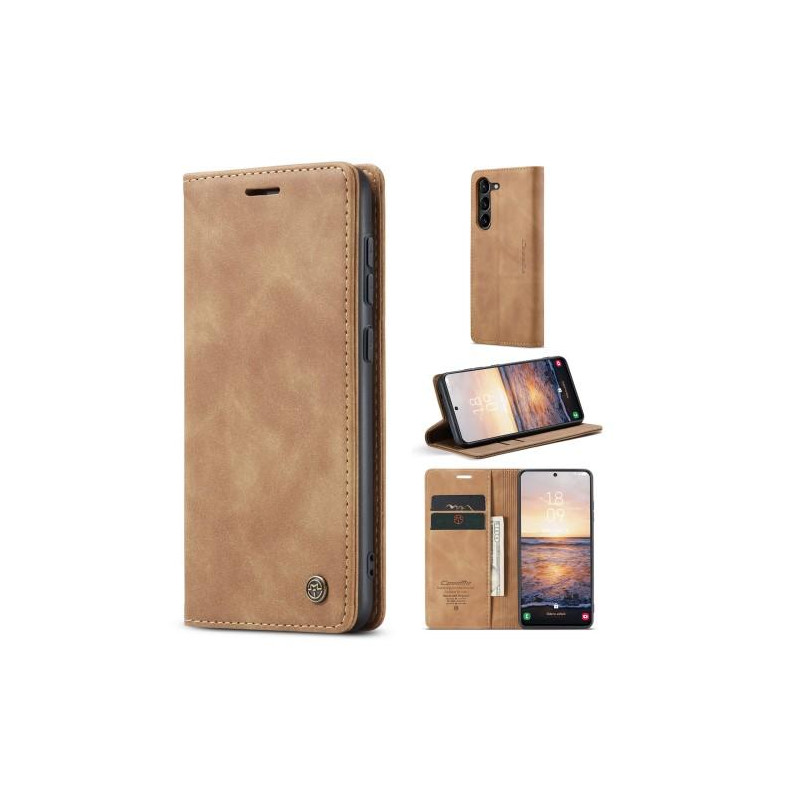 CASEME Retro Wallet Case for Samsung Galaxy S23 - Brown