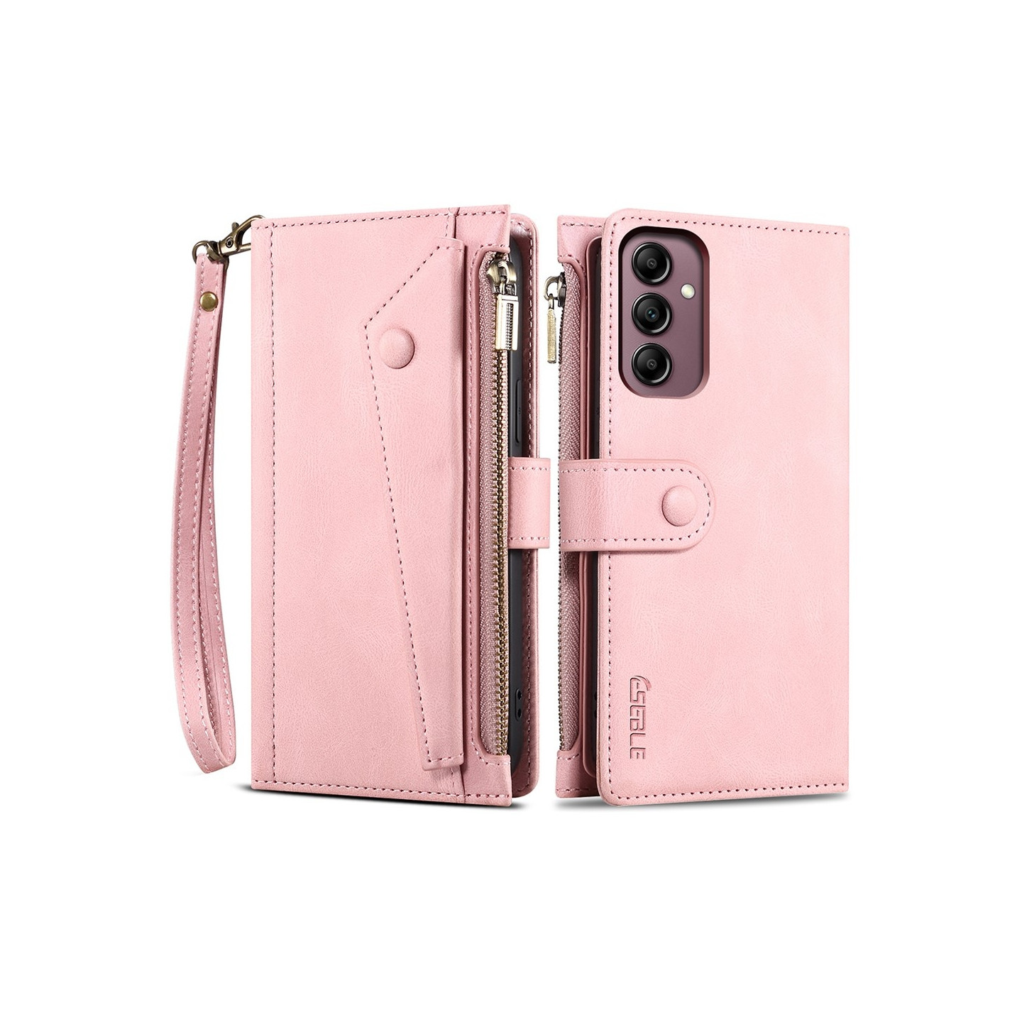 ESEBLE Star Series For Samsung Galaxy S24 FE Case Flip Phone Cover Zipper Pocket - Rose Gold
