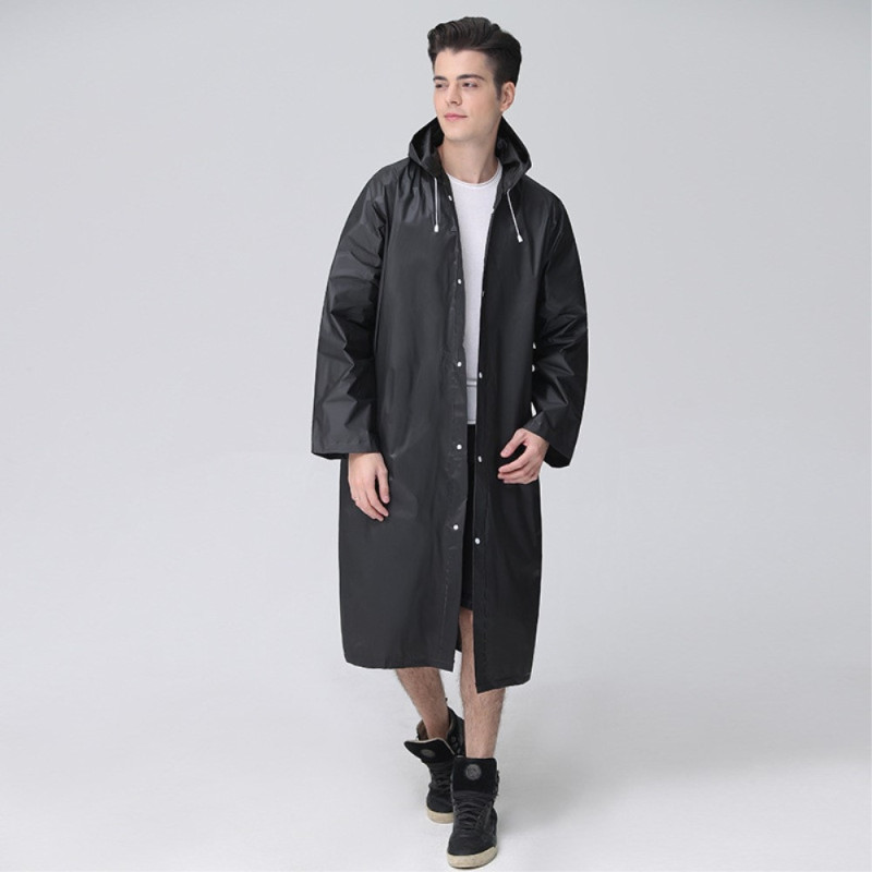 Regnfrakk Vindtett Gjenbrukbar unisex regnponcho med hattehette