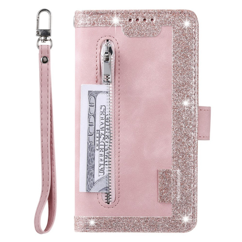 For Samsung Galaxy S24 FE Case Zipper Pocket PU Leather Phone Cover with 9 Card Slots