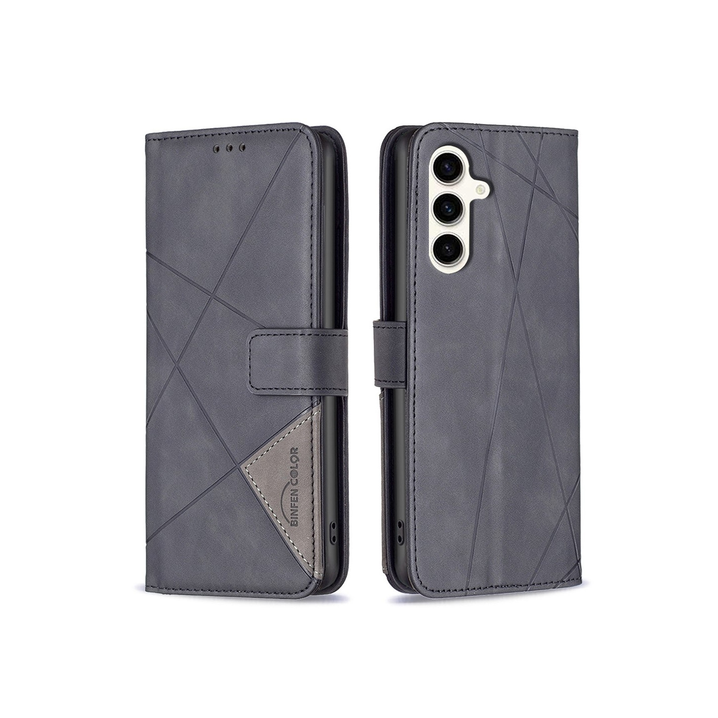 BINFEN COLOR För Samsung Galaxy S24 FE Stötsäkert Plånboksfodral – Svart