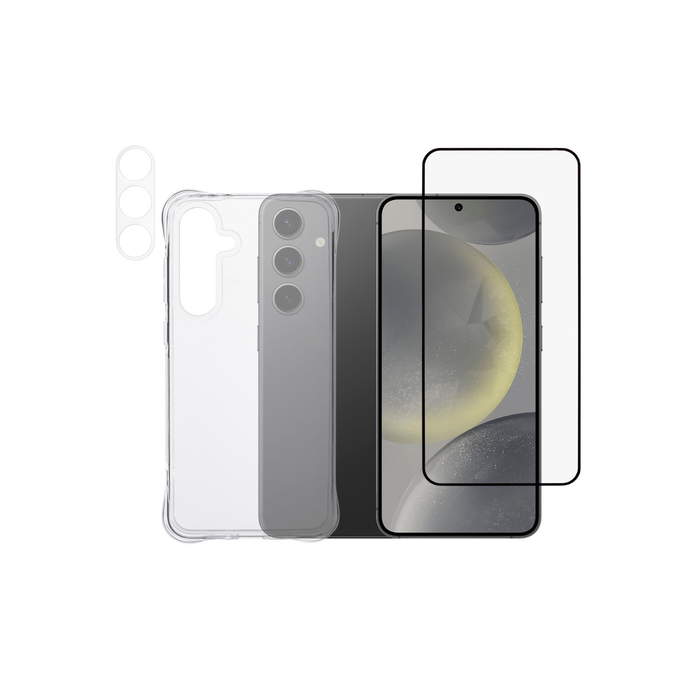 Til Samsung Galaxy S24 FE TPU - deksel med skjermbeskytter i herdet glass og kameralinsefilm