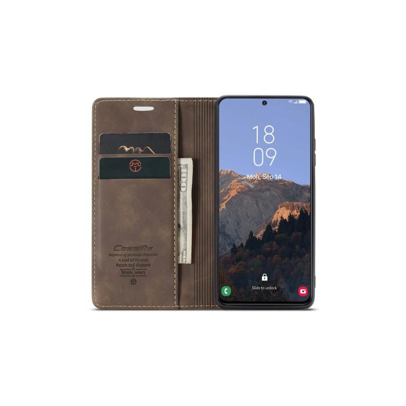 CASEME Retro lompakkokotelo Samsung Galaxy S23: lle - Kahvi