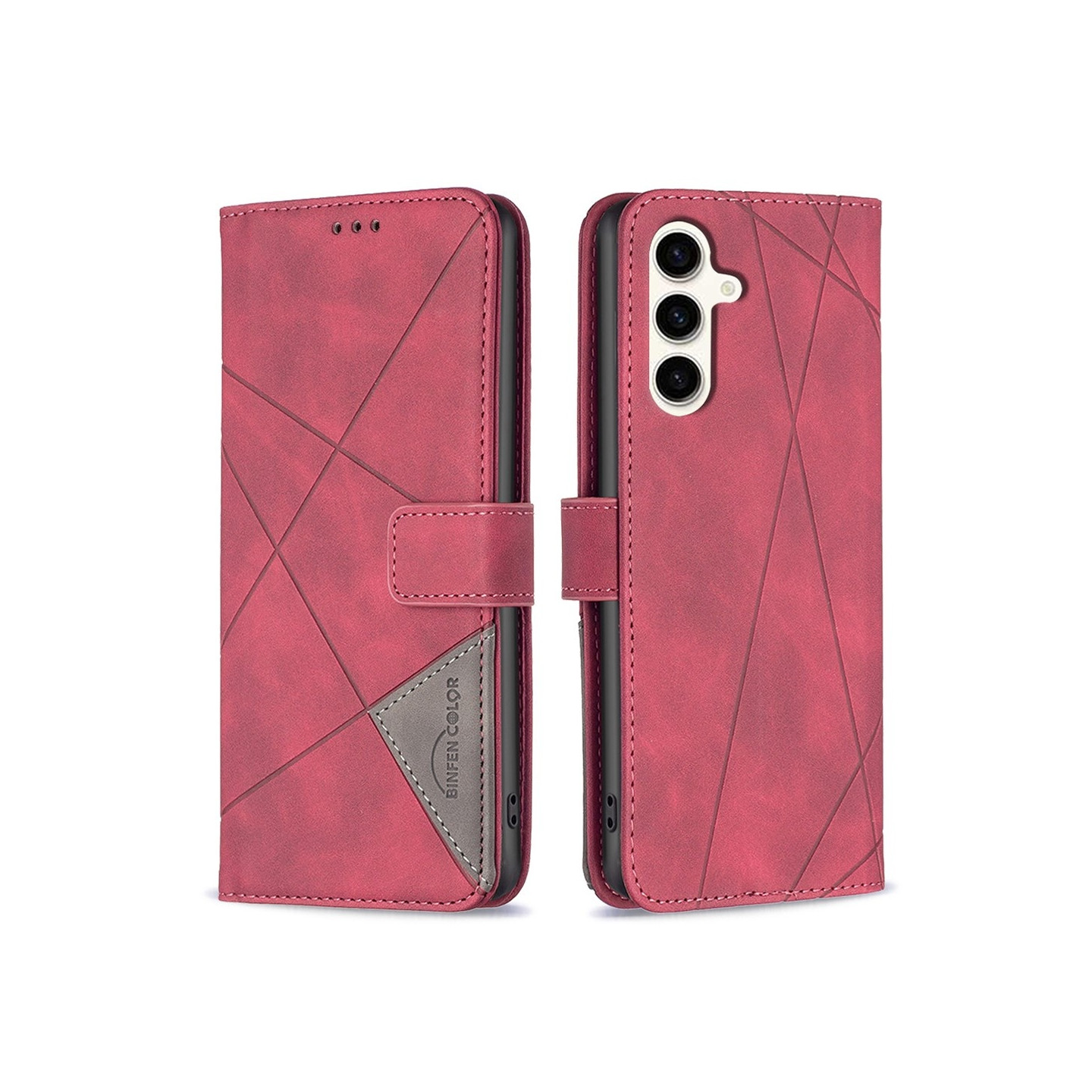 BINFEN COLOR För Samsung Galaxy S24 FE Stötsäkert Plånboksfodral – Röd