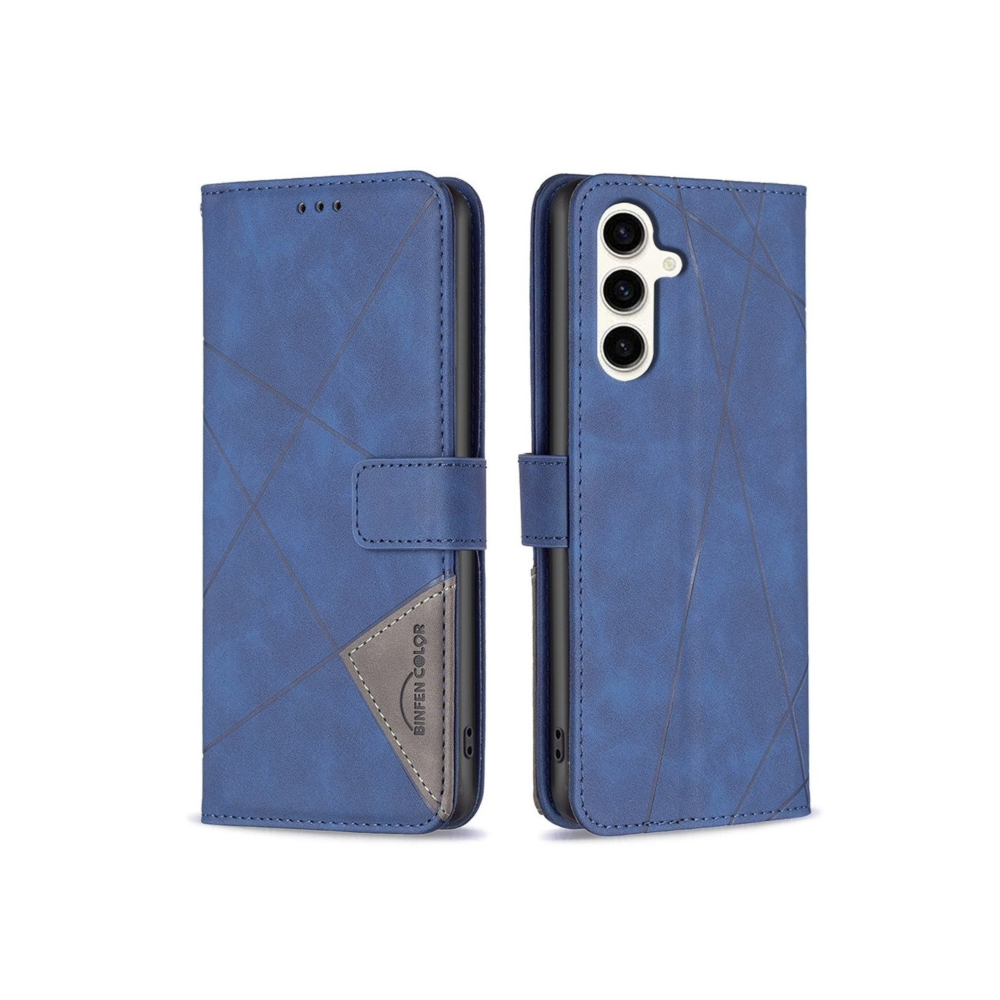 BINFEN COLOR Til Samsung Galaxy S24 FE Støtsikkert Lommebok - deksel - Blå