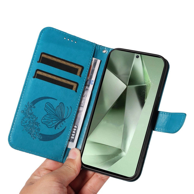 For Samsung Galaxy S24 FE Case Stand Wallet Phone Cover Butterfly Pattern