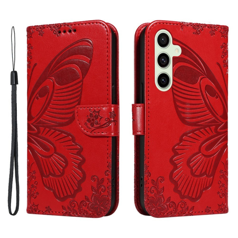 Til Samsung Galaxy S24 FE Etui Stand Tegnebog Etui Sommerfuglemønster