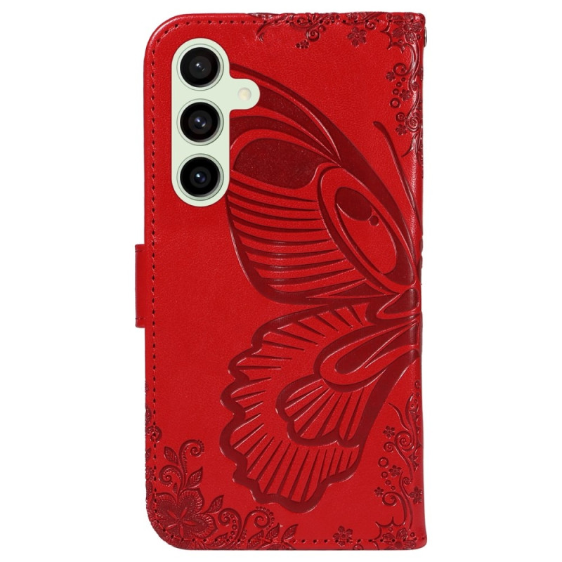 Til Samsung Galaxy S24 FE Etui Stand Tegnebog Etui Sommerfuglemønster
