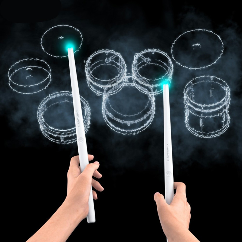 GAMSING Air Drum Set with Bluetooth Speaker Sticks Portable Drumstick Playset