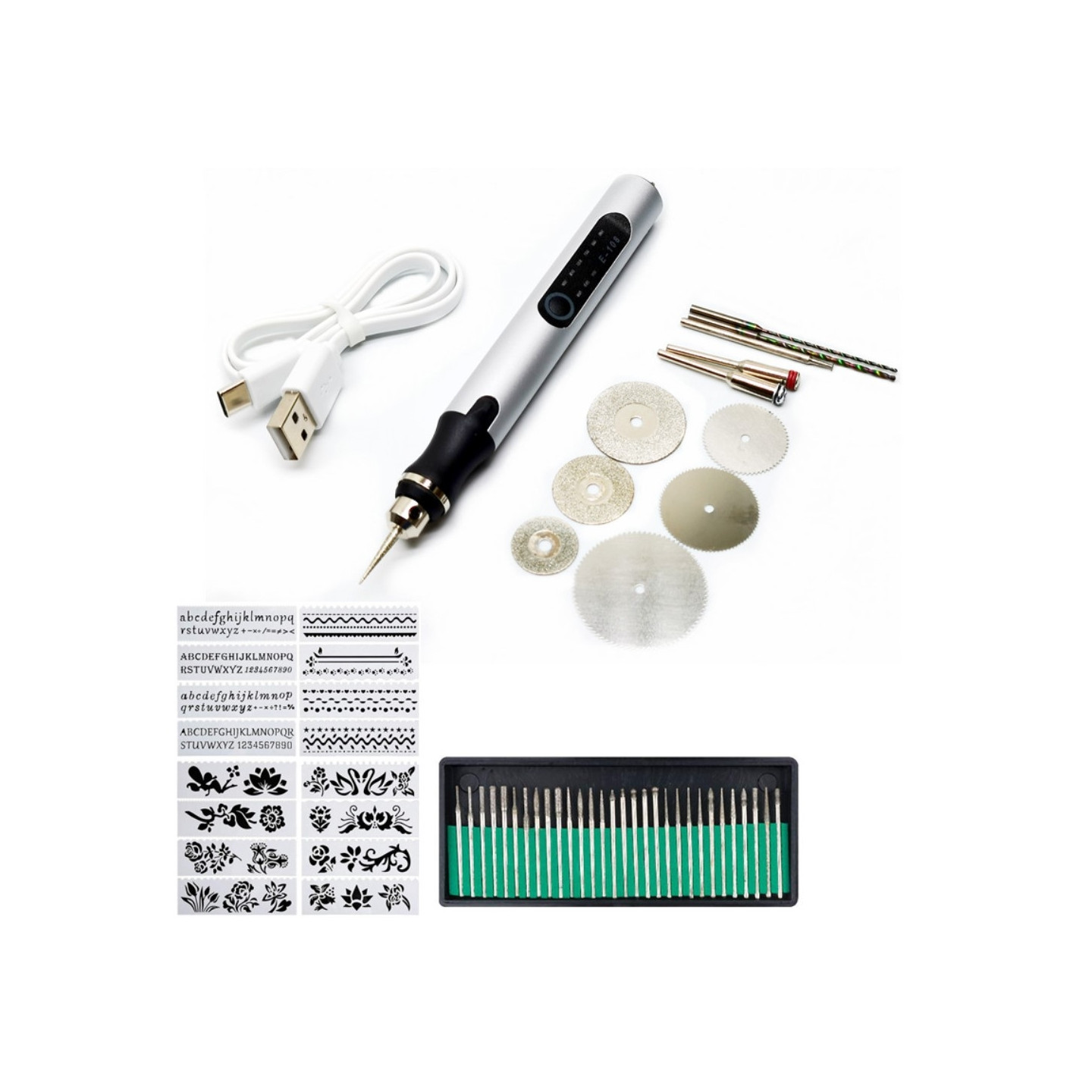 Rechargeable Engraving Pen Engraving Needle Drill Set DIY Crafts