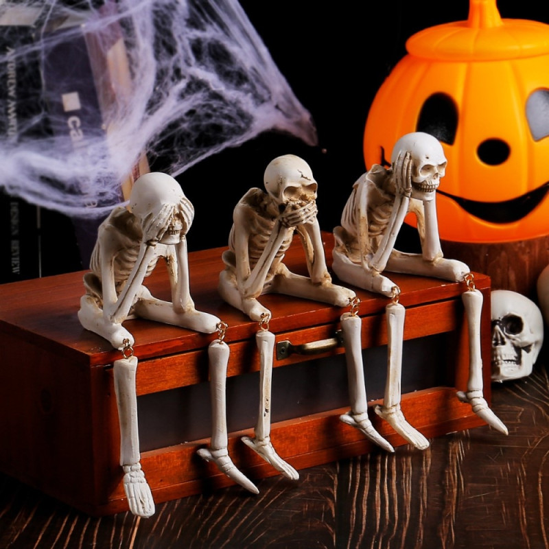 Halloween skeleton figure Spooky Skull Decoration Party Haunted - Hear No Evil