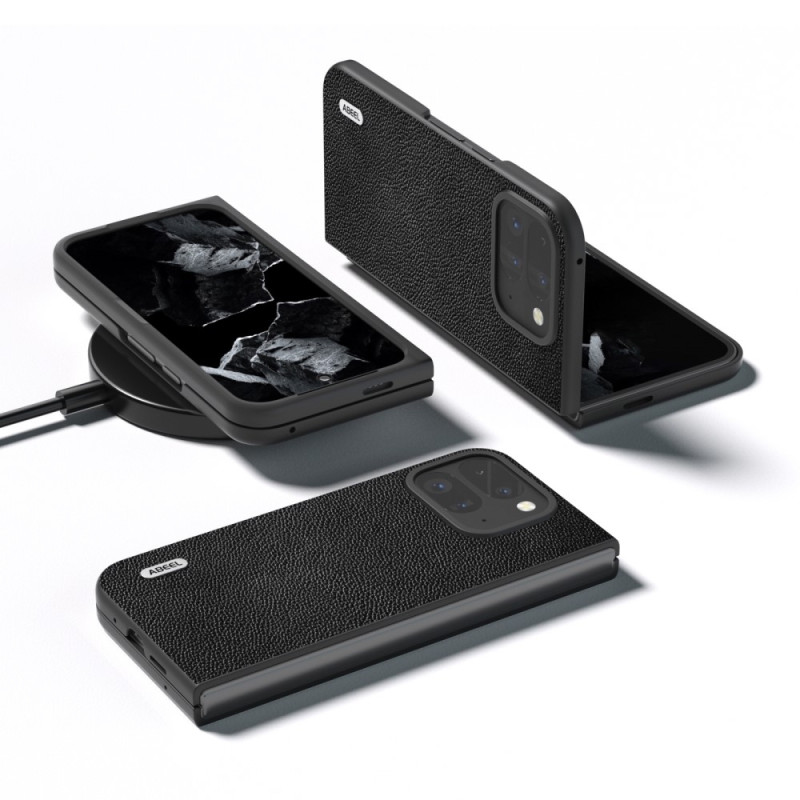 ABEEL för Google Pixel 9 Pro Fold 5G Telefonfodral Litchi Textur Skal - Svart