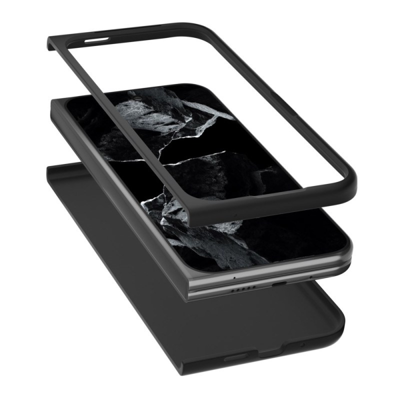 ABEEL til Google Pixel 9 Pro Fold 5G Telefoncover Litchi Tekstur Ægte Koskind - Sort