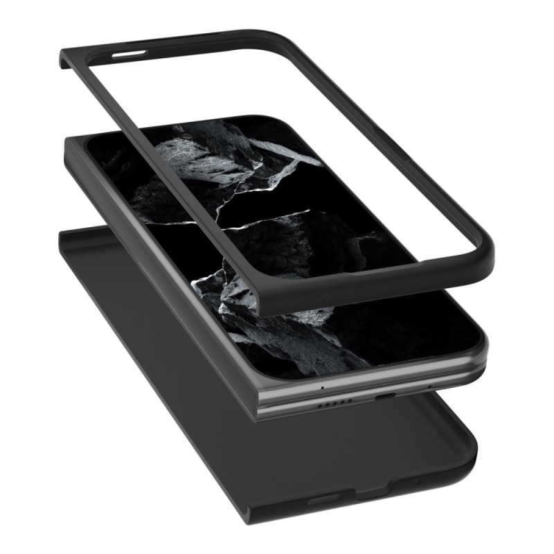 ABEEL för Google Pixel 9 Pro Fold 5G Fodral Äkta Kohud + PC Mobilfodral - Svart