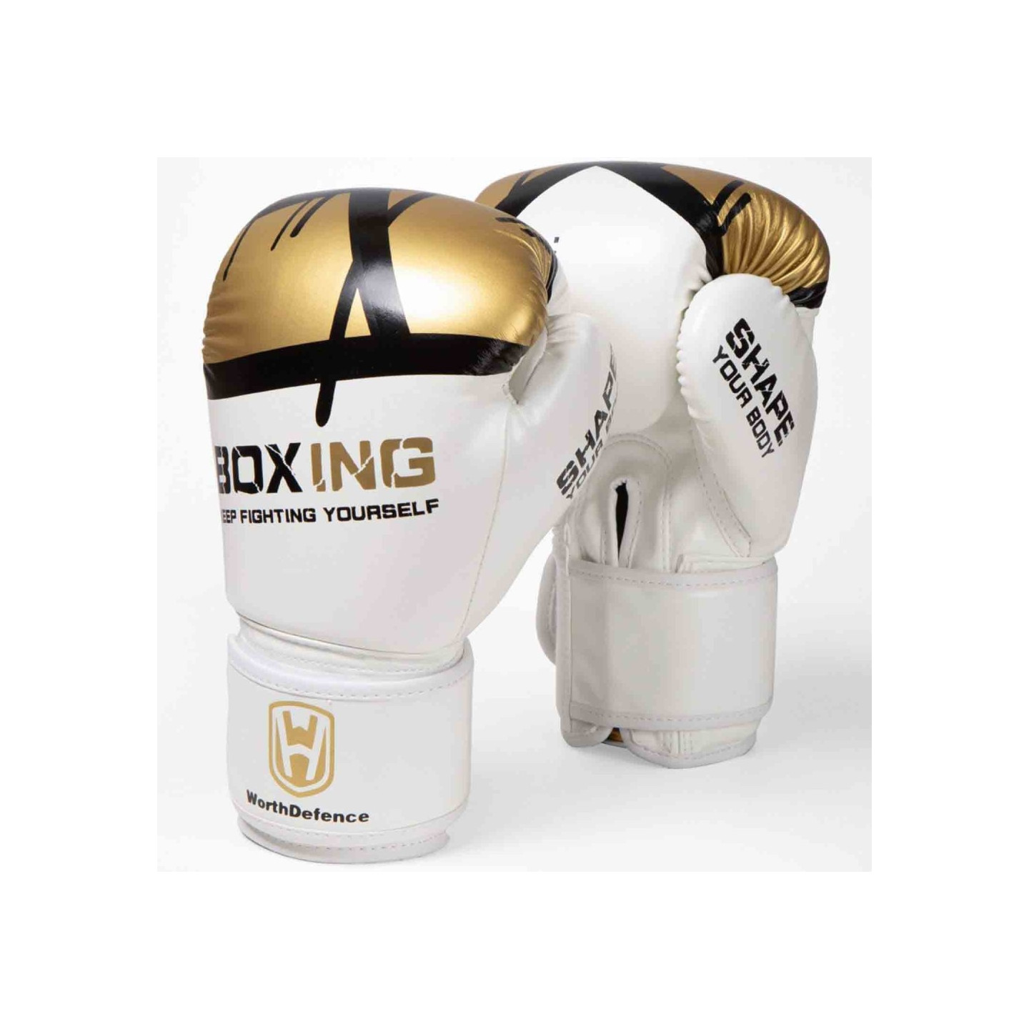 WOSWEIR 1 par 12 oz boksehandsker Kickboxing træning for voksne - Hvid/guld