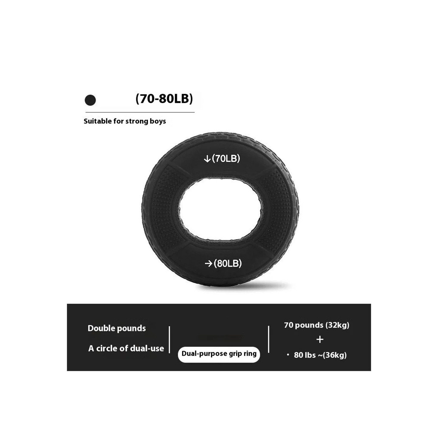 Håndgreb Forstærker Underarm Finger Trainer Håndledsmuskeltræner - 70 - 80lb sort