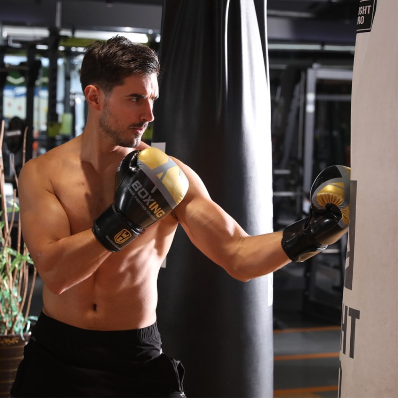 WOSWEIR 1 par 12 oz boksehandsker Kickboxing træning for voksne - Hvid/guld