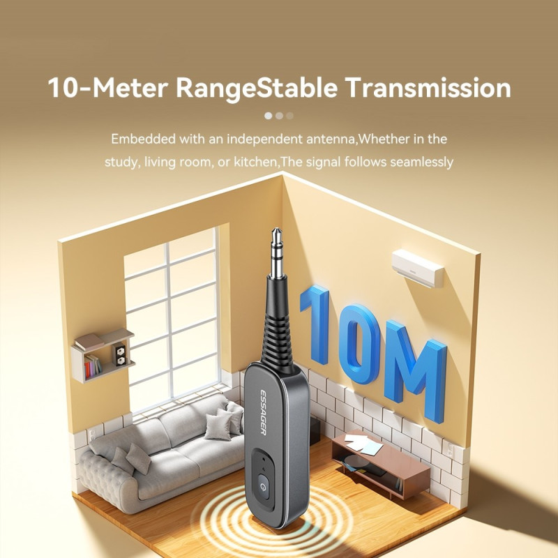 Bilstereo Bluetooth - sendermottaker 3,5 mm AUX - adapter for høyttalerforsterker