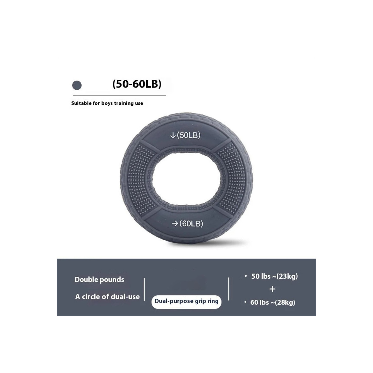 Håndgrepsforsterker Underarm Finger Håndleddmuskeltrener - 50 - 60LB/grå