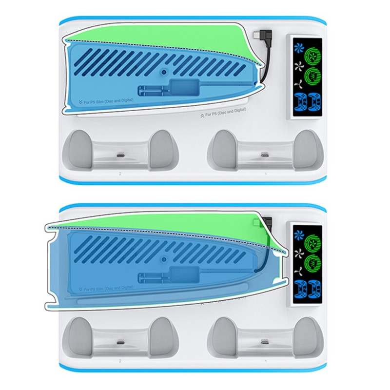 Latausasema Sony Playstation 5 PS5 Slim jäähdytysasema Dual Controller Charger