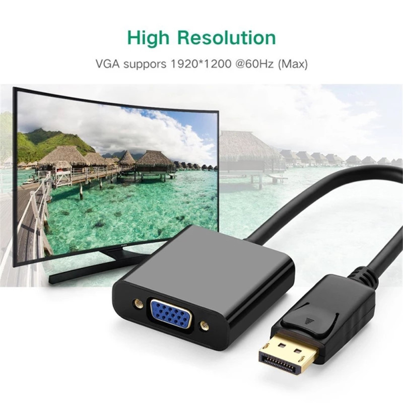 UGREEN 20415 1080P DisplayPort uros - VGA naaras - ääni- ja videosovitinmuunnin