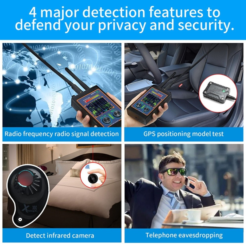 high sensitivity wireless RF signal hidden camera detector Scan magnetic GPS locator